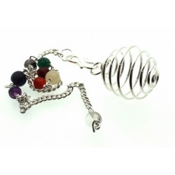 Silver Spiral Cage Pendulum Dowser with Chakra Chain